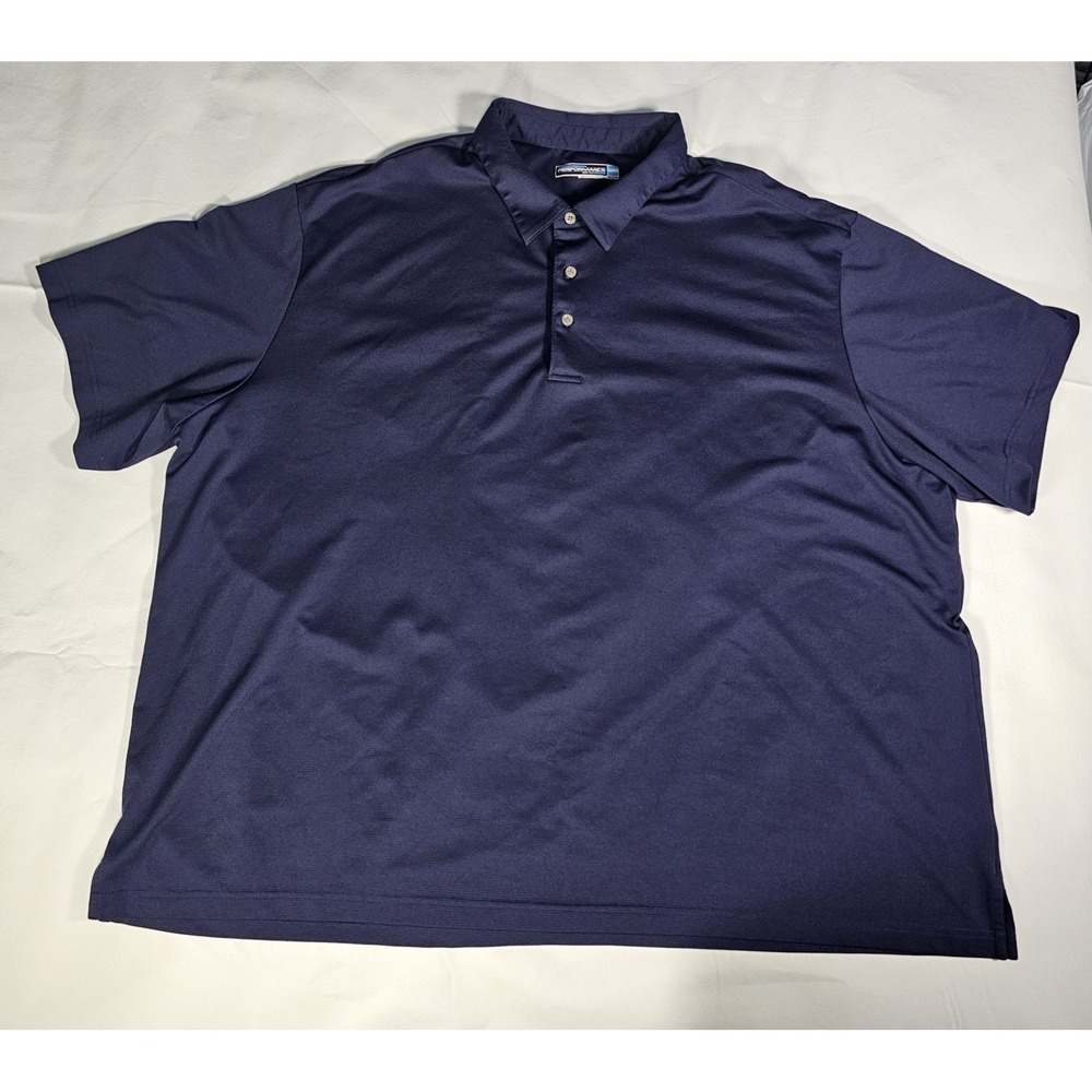 Roundtree‎ & Yorke Performance Polo Shirt Men 4XB Blue Big & Tall Short Sleeve